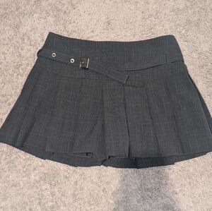 ZARA Pleated Dark Grey Pleated Skort Built In Belt Schoolgirl